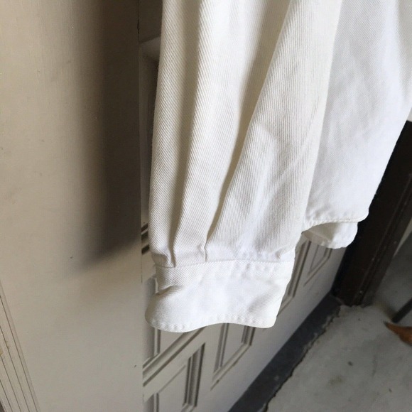 WKWR Anchor Blue Denim Shirt White Button Long Sleeves Tails Cuffs Heavy Pre-Own - Picture 8 of 8